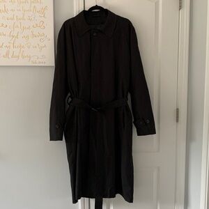 Lauren‎ Ralph Lauren Black Trench Coat Rain Jacket lined removable size 46 L